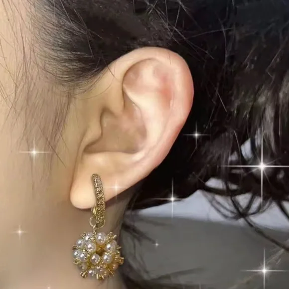 Anthropologie Gold Pearl Drop Earrings - Picture 9 of 10